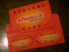 Shows reward card